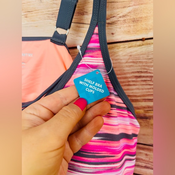 Free Country Women’s Plus Colorful Space Dye Tankini Swim Top 2X (20W-22W) NEW - Picture 12 of 14